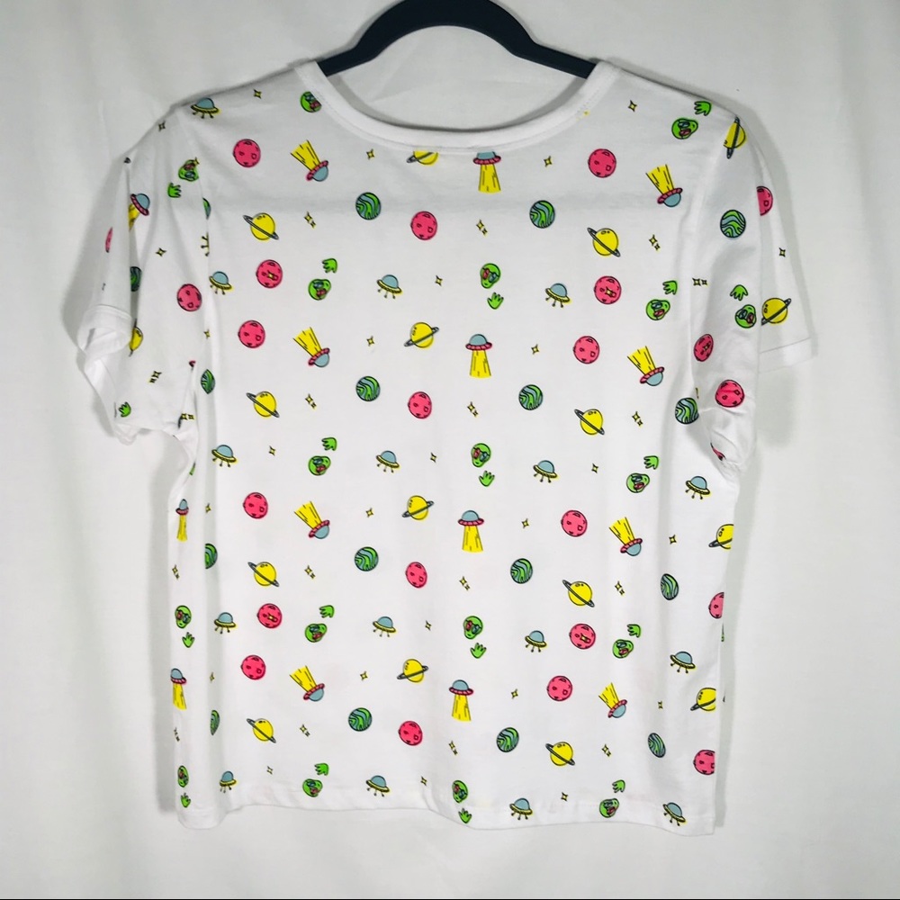 Good Vibes Only Spaceship Alien Crop Top T-Shirt